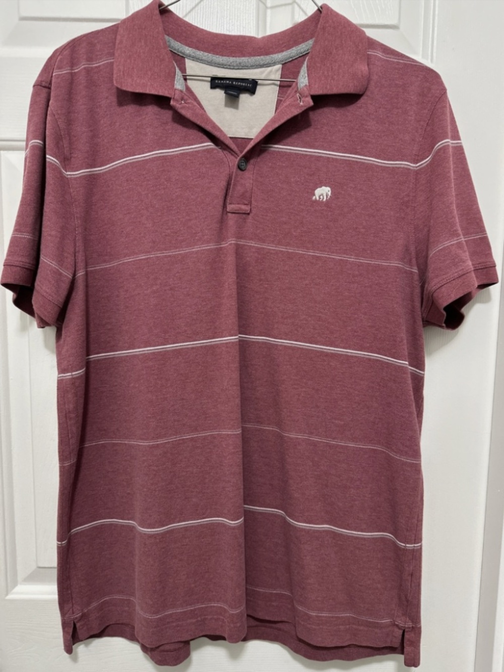 Banana Republic Red Polo Golf Shirt Men's XL White Stripes Casual Preppy